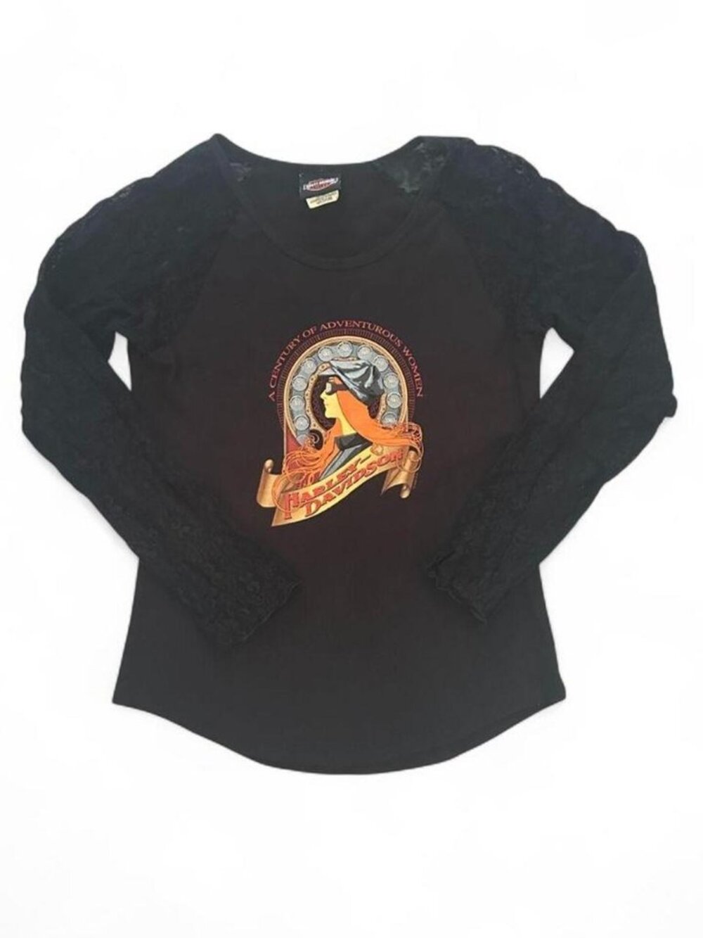 Harley Davidson "100 Years of Adventurous Women" Graphic Long Sleeve Tee with La